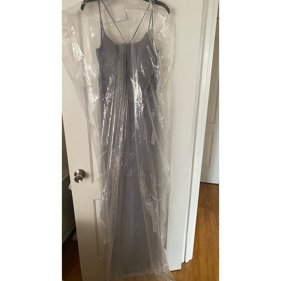 NWT Hayley Paige Pewter Prom or Bridesmaid Dress Style 5859 - Picture 4 of 5